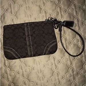 Coach Dark Brown Signature Wristlet